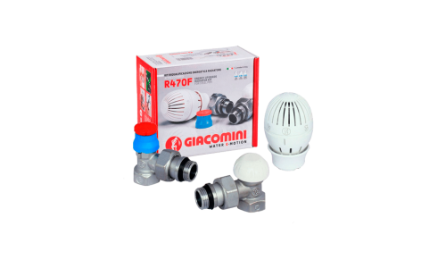 Термоcтатический комплект радиаторных кранов Giacomini R470FX003, угловой