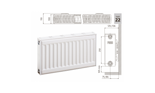 Cтальной панельный радиатор PRADO Classic 22х300х2000
